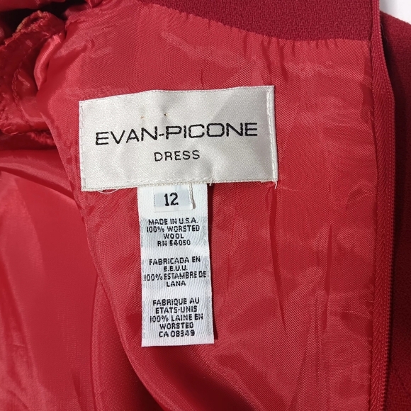 EVAN-PICONE 💯 Wool Brilliant Red long-sleeved Midi Dress. Ladies size 12 - Picture 10 of 10